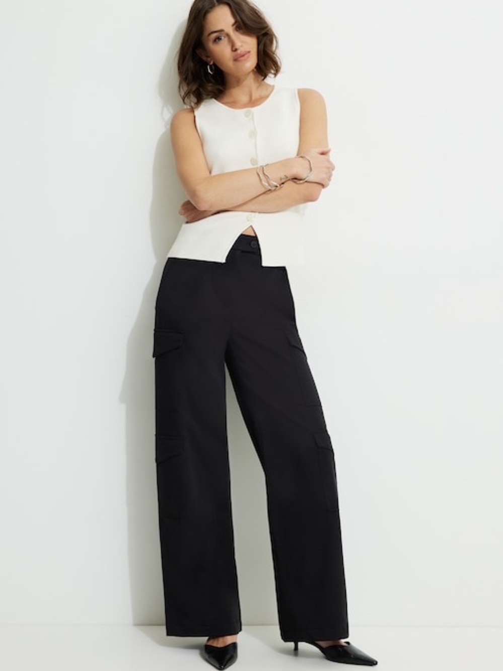 Dynamite Black Straight-Leg Cargo Pants